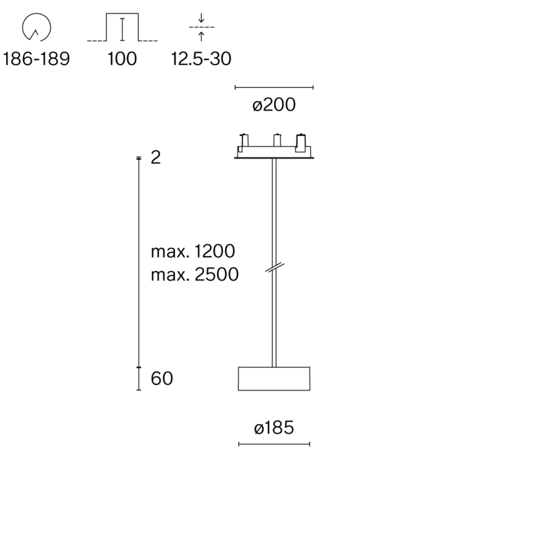 ALTO SUSPENDED W164S1R technical drawing