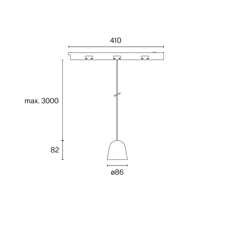 CAST SUSPENDED TRACK W261STR technical drawing