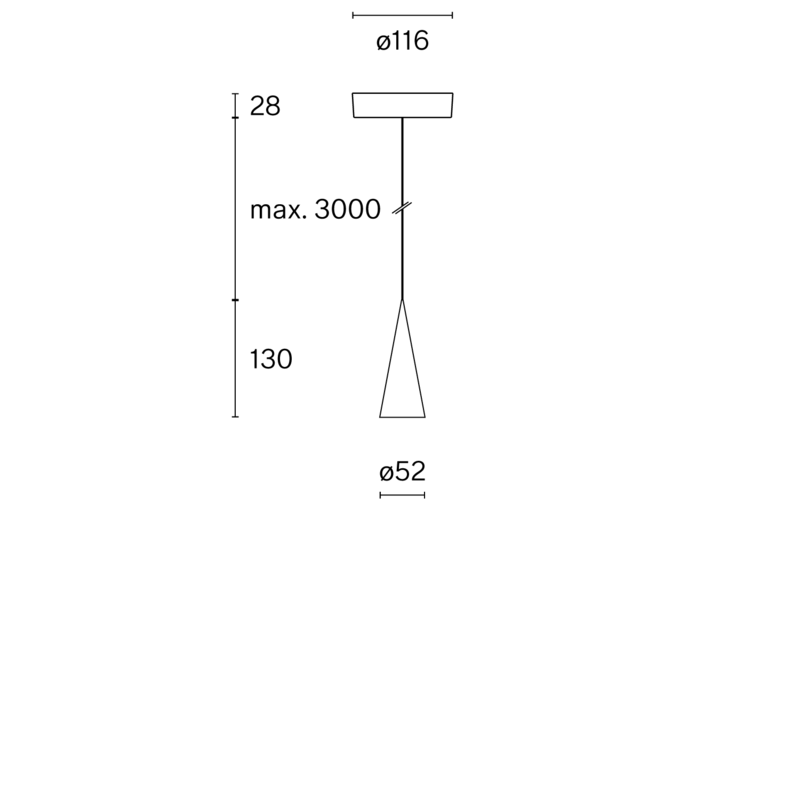 CONE SUSPENDED XS W151XS1 technical drawing