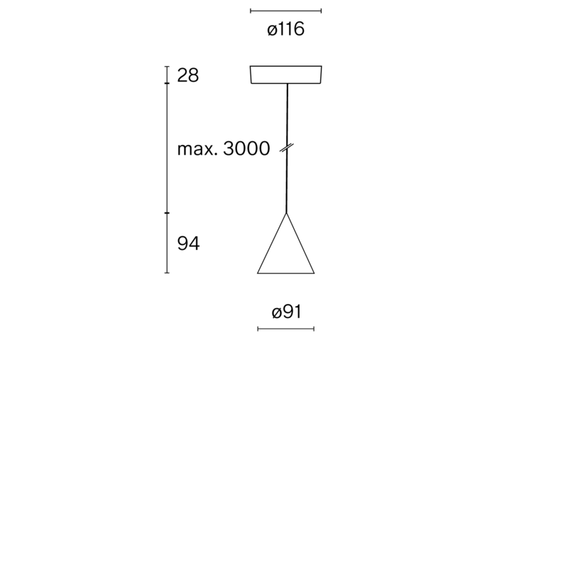 CONE SUSPENDED XS W151XS2 technical drawing