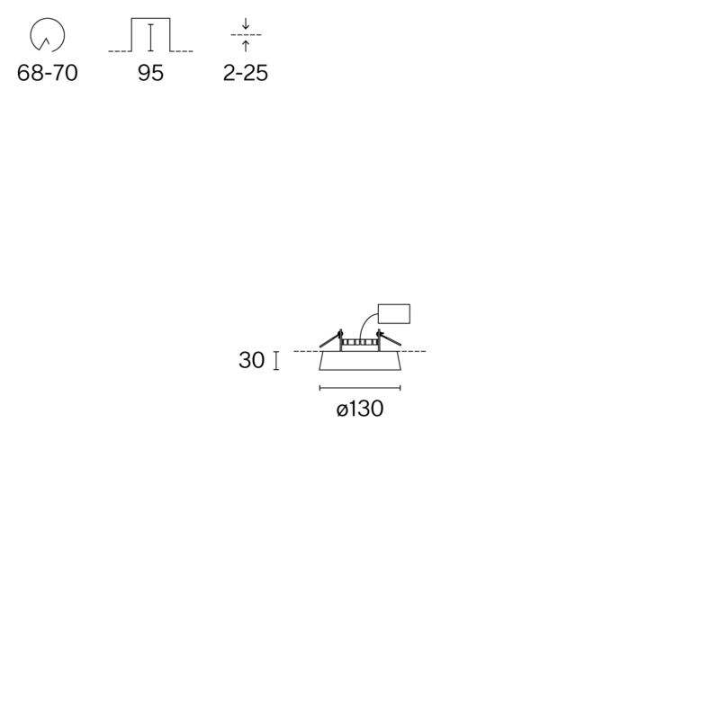 FOCAL SEMI-RECESSED W222R technical drawing
