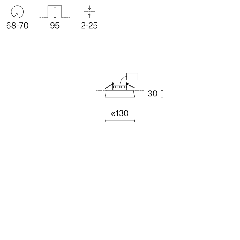 FOCAL SEMI-RECESSED W222R technical drawing