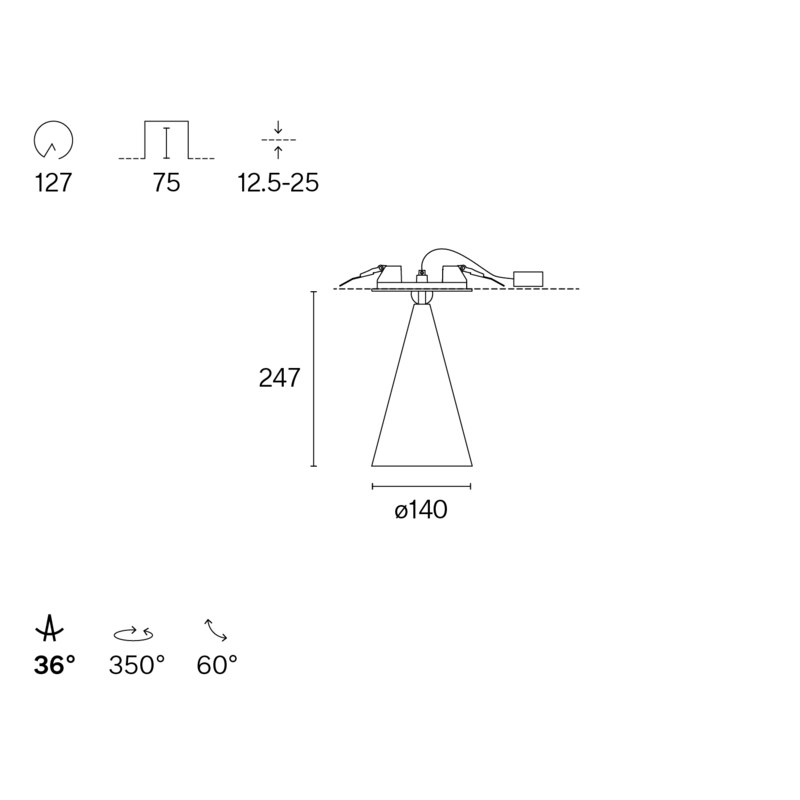 BABEL SEMI-RECESSED W264R2 technical drawing